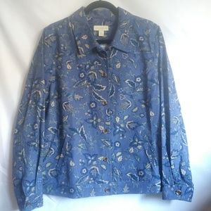 Appleseed's Button Down Jacket Top Floral Size L